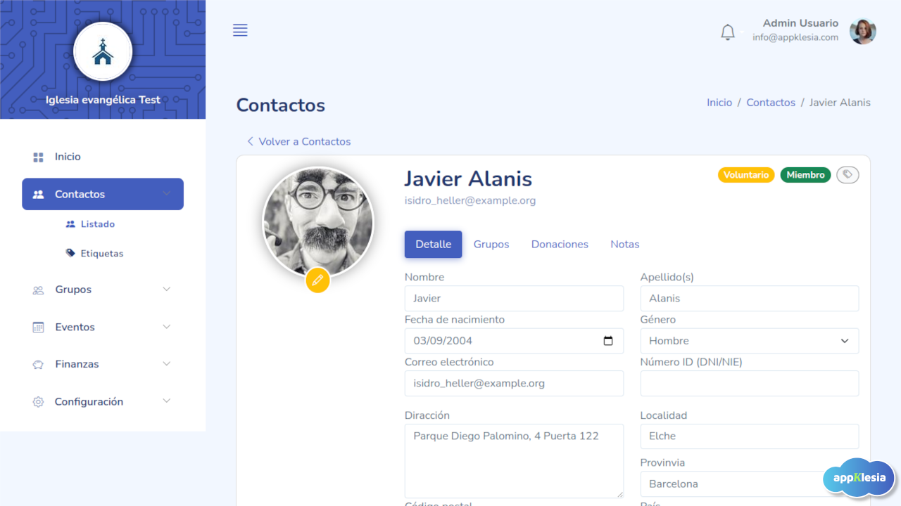 Detalles de contacto