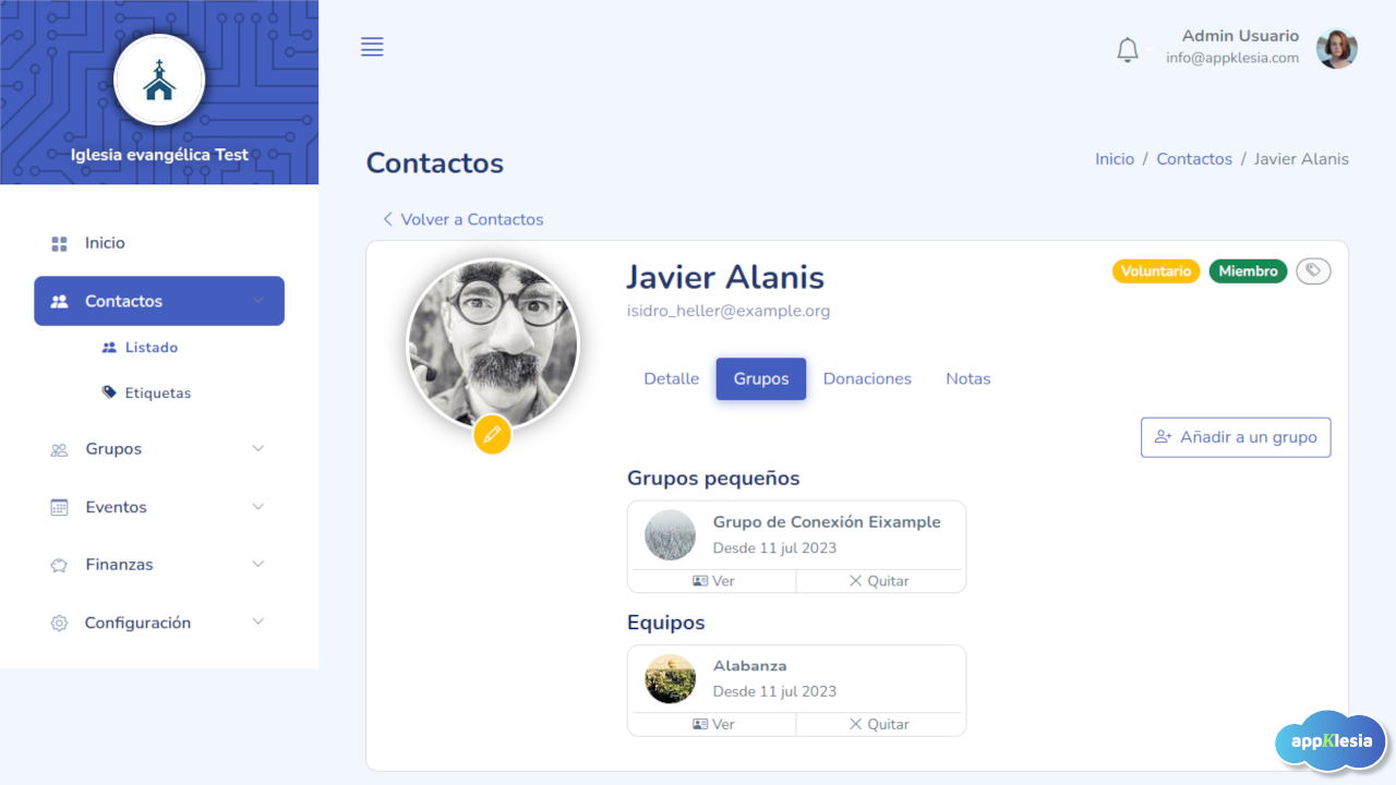 Grupos del contacto