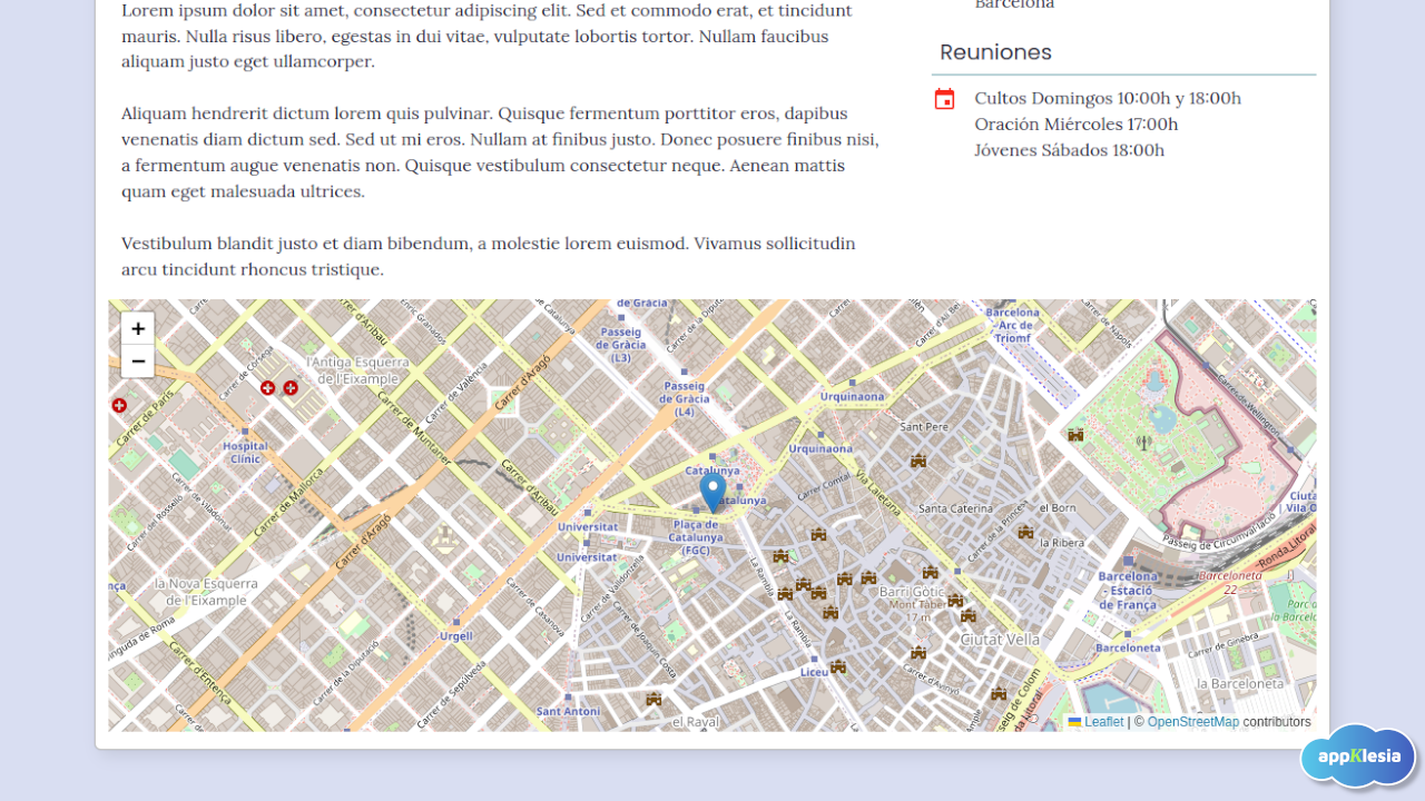Web Appklesia - Mapa
